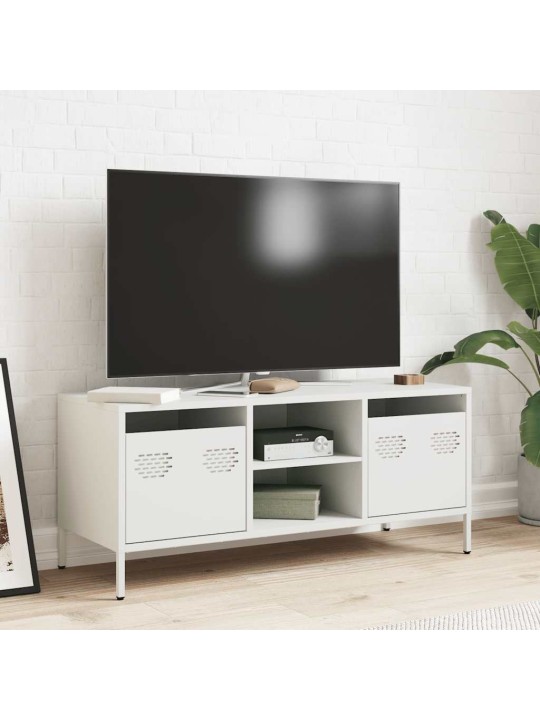 TV skříňka bílá 101,5 x 39 x 43,5 cm ocel válcovaná za studena