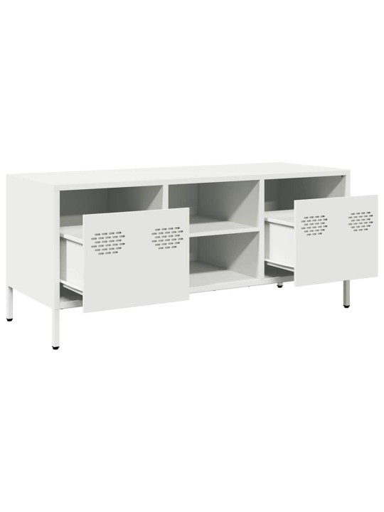 TV skříňka bílá 101,5 x 39 x 43,5 cm ocel válcovaná za studena