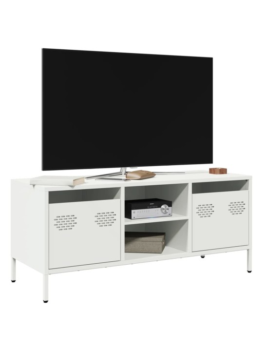 TV skříňka bílá 101,5 x 39 x 43,5 cm ocel válcovaná za studena