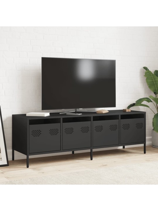 TV skříňka černá 135 x 39 x 43,5 cm ocel válcovaná za studena