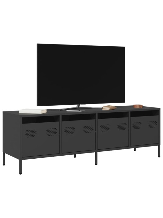 TV skříňka černá 135 x 39 x 43,5 cm ocel válcovaná za studena