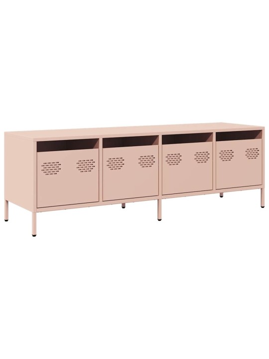 TV skříňka růžová 135 x 39 x 43,5 cm ocel válcovaná za studena