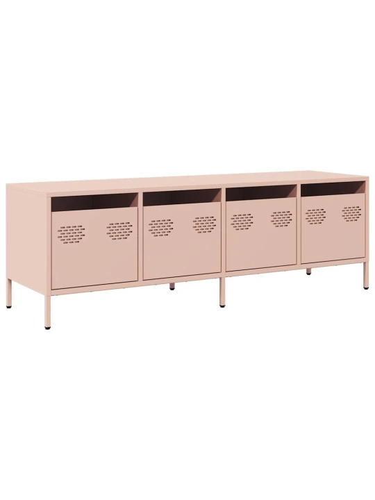 TV skříňka růžová 135 x 39 x 43,5 cm ocel válcovaná za studena
