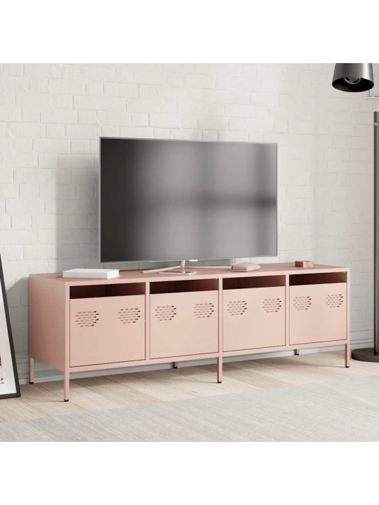 TV skříňka růžová 135 x 39 x 43,5 cm ocel válcovaná za studena