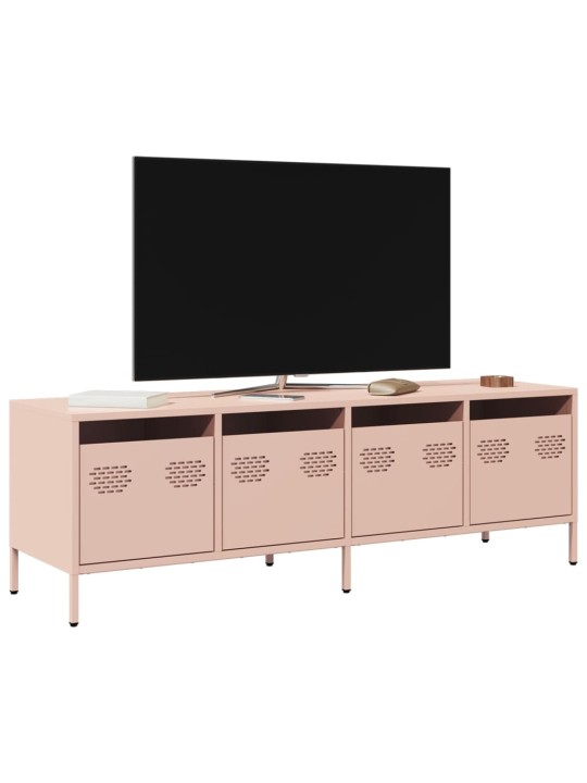 TV skříňka růžová 135 x 39 x 43,5 cm ocel válcovaná za studena