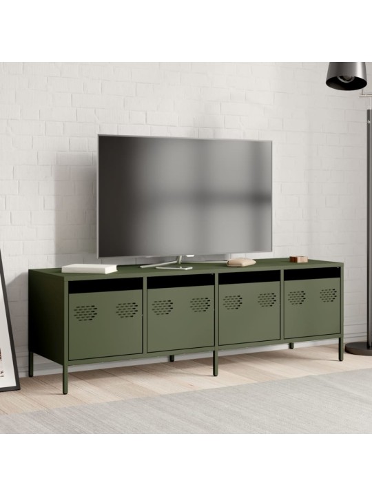 TV skříňka olivově zelená 135 x 39 x 43,5 cm ocel