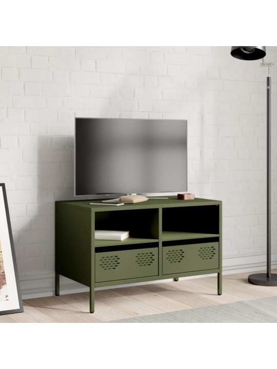 TV skříňka olivově zelená 68 x 39 x 43,5 cm ocel