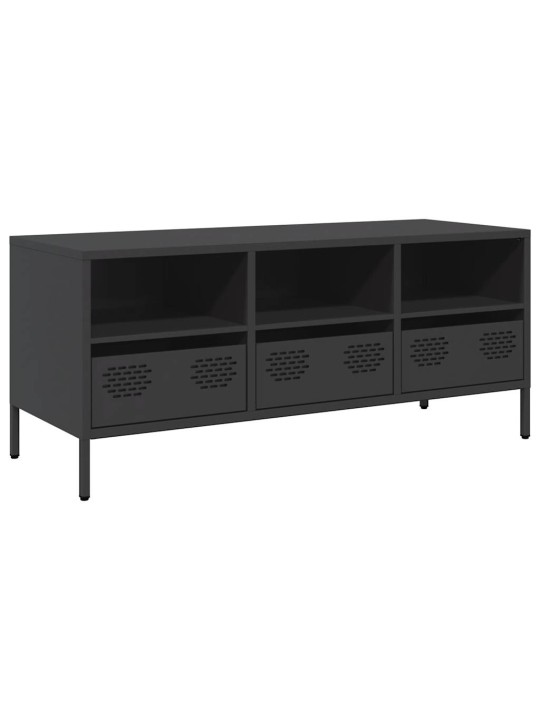 TV skříňka černá 101,5 x 39 x 43,5 cm ocel válcovaná za studena