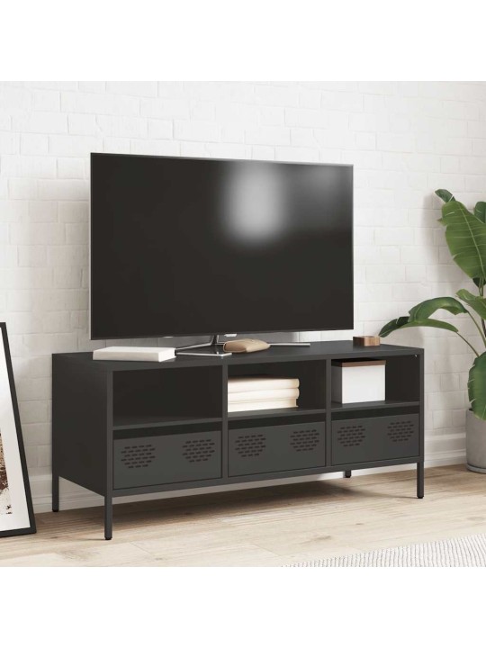 TV skříňka černá 101,5 x 39 x 43,5 cm ocel válcovaná za studena
