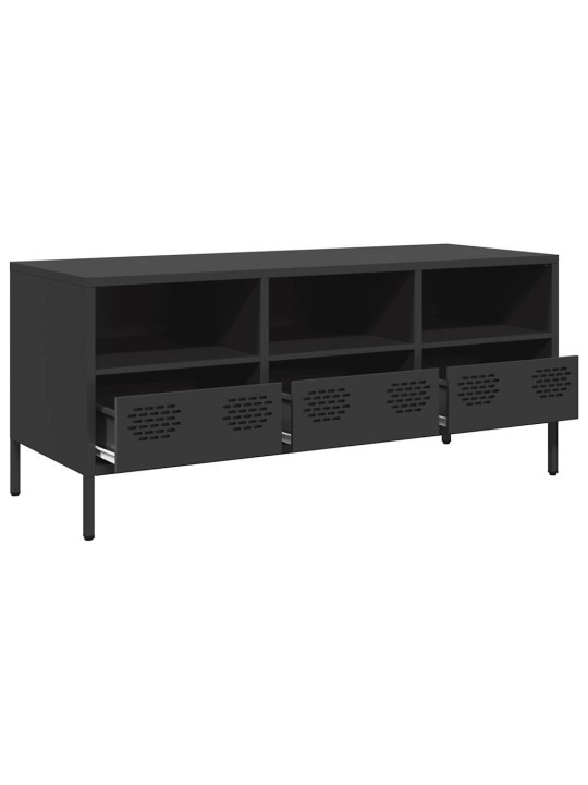 TV skříňka černá 101,5 x 39 x 43,5 cm ocel válcovaná za studena