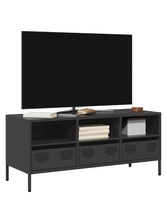 TV skříňka černá 101,5 x 39 x 43,5 cm ocel válcovaná za studena