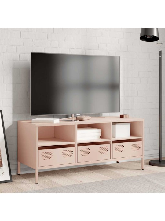 TV skříňka růžová 101,5x39x43,5 cm ocel válcovaná za studena