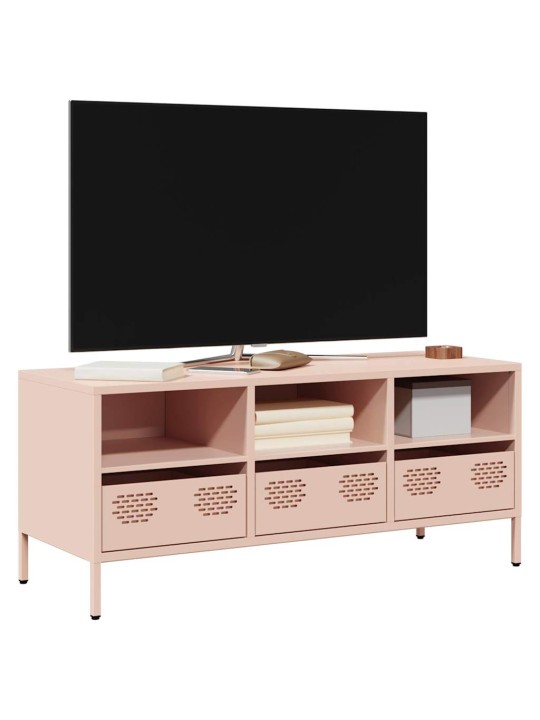 TV skříňka růžová 101,5x39x43,5 cm ocel válcovaná za studena