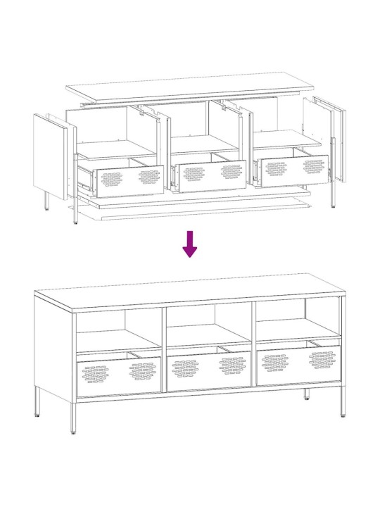 TV skříňka antracit 101,5x39x43,5 cm ocel válcovaná za studena