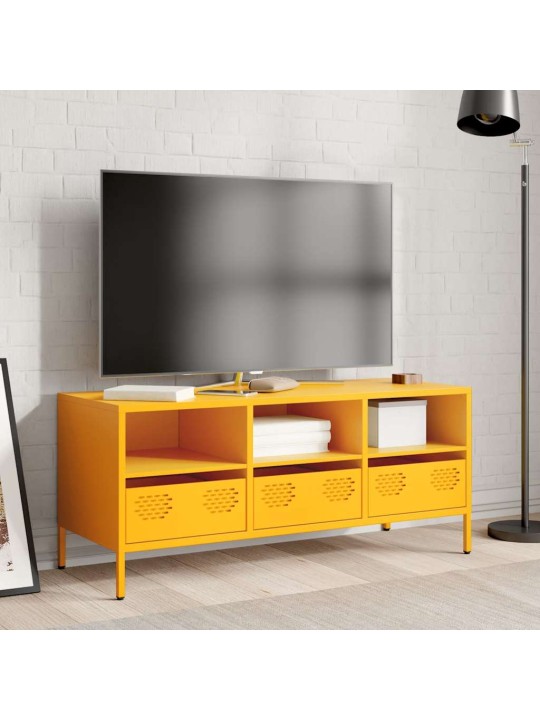 TV skříňka hořčicově žlutá 101,5 x 39 x 43,5 cm ocel