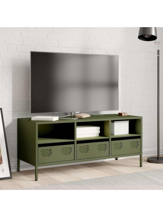 TV skříňka olivově zelená 101,5 x 39 x 43,5 cm ocel