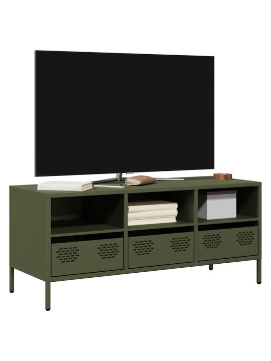 TV skříňka olivově zelená 101,5 x 39 x 43,5 cm ocel