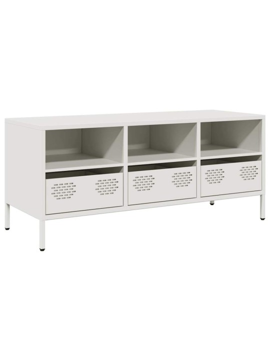 TV skříňka bílá 101,5 x 39 x 43,5 cm ocel válcovaná za studena