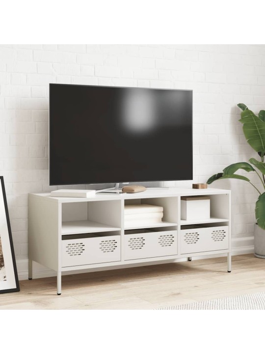 TV skříňka bílá 101,5 x 39 x 43,5 cm ocel válcovaná za studena
