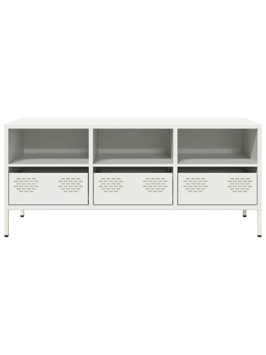 TV skříňka bílá 101,5 x 39 x 43,5 cm ocel válcovaná za studena