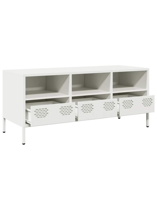 TV skříňka bílá 101,5 x 39 x 43,5 cm ocel válcovaná za studena