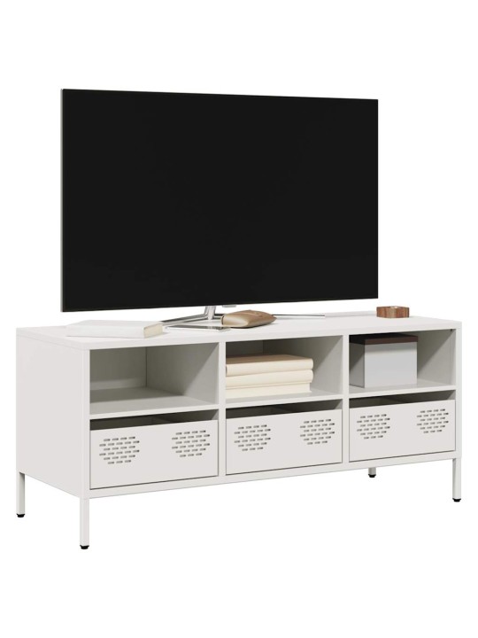 TV skříňka bílá 101,5 x 39 x 43,5 cm ocel válcovaná za studena