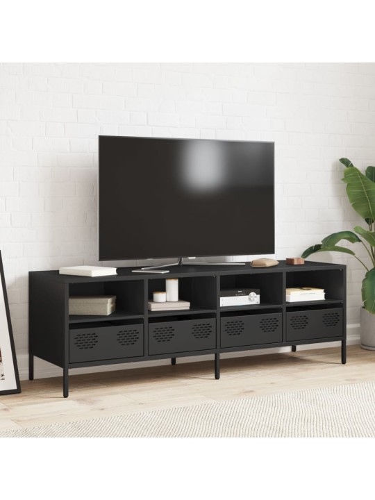 TV skříňka černá 135 x 39 x 43,5 cm ocel válcovaná za studena
