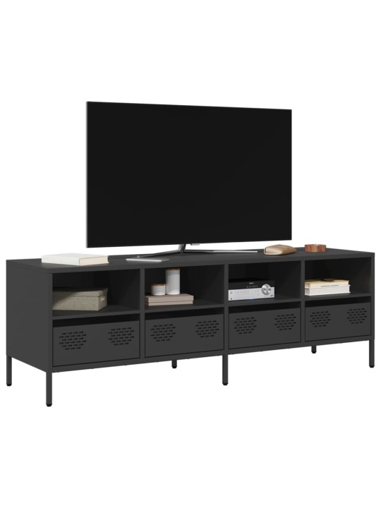 TV skříňka černá 135 x 39 x 43,5 cm ocel válcovaná za studena