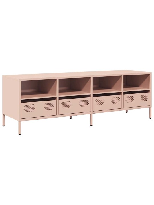 TV skříňka růžová 135 x 39 x 43,5 cm ocel válcovaná za studena