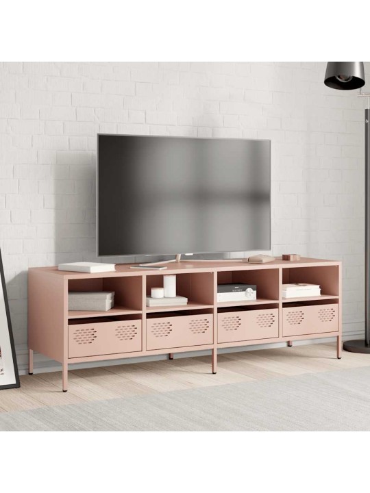 TV skříňka růžová 135 x 39 x 43,5 cm ocel válcovaná za studena