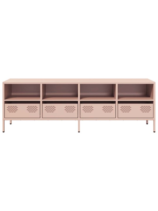 TV skříňka růžová 135 x 39 x 43,5 cm ocel válcovaná za studena