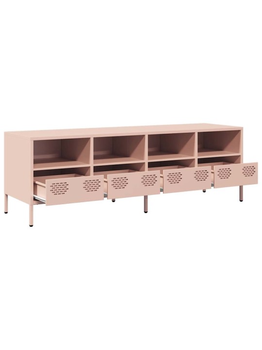 TV skříňka růžová 135 x 39 x 43,5 cm ocel válcovaná za studena