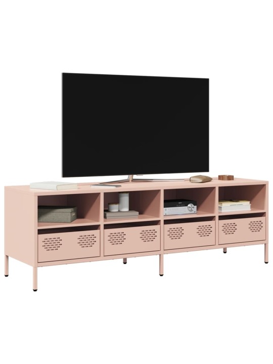 TV skříňka růžová 135 x 39 x 43,5 cm ocel válcovaná za studena