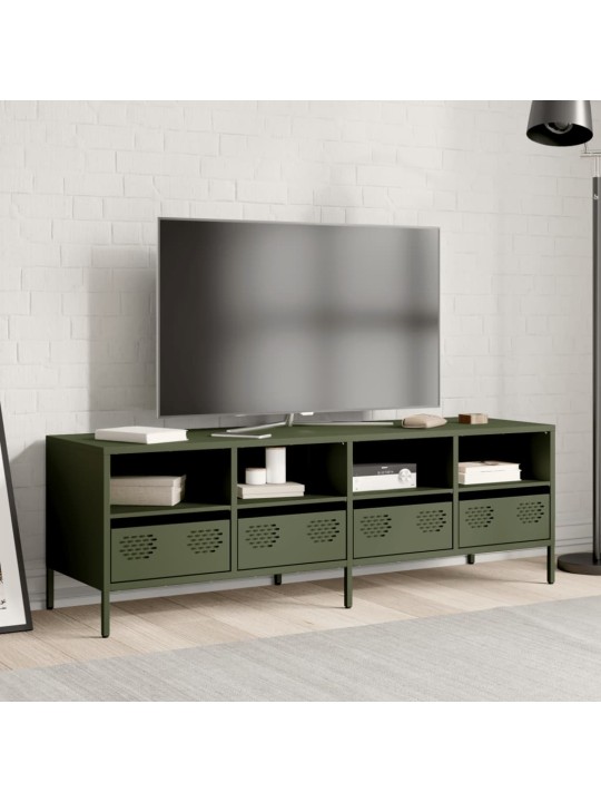 TV skříňka olivově zelená 135 x 39 x 43,5 cm ocel