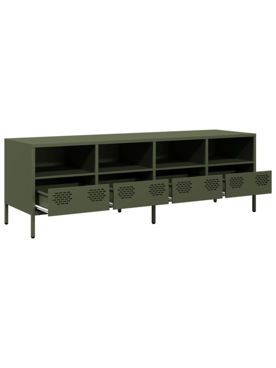 TV skříňka olivově zelená 135 x 39 x 43,5 cm ocel