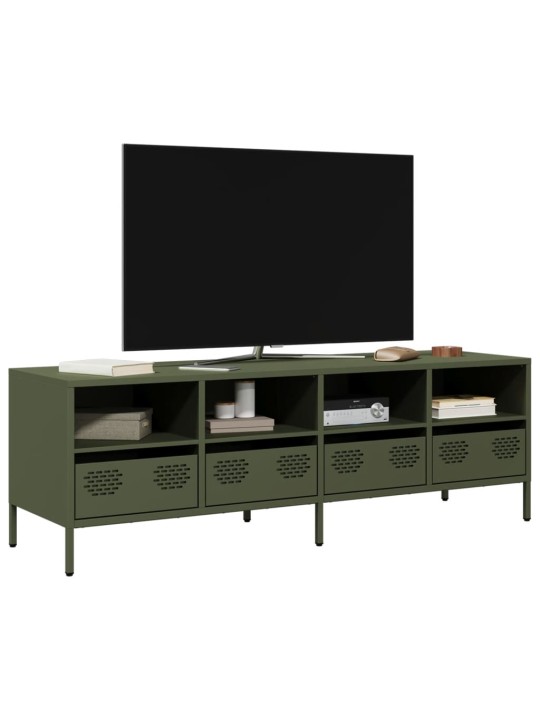 TV skříňka olivově zelená 135 x 39 x 43,5 cm ocel