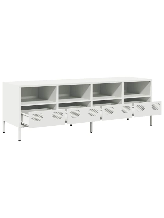 TV skříňka bílá 135 x 39 x 43,5 cm ocel válcovaná za studena