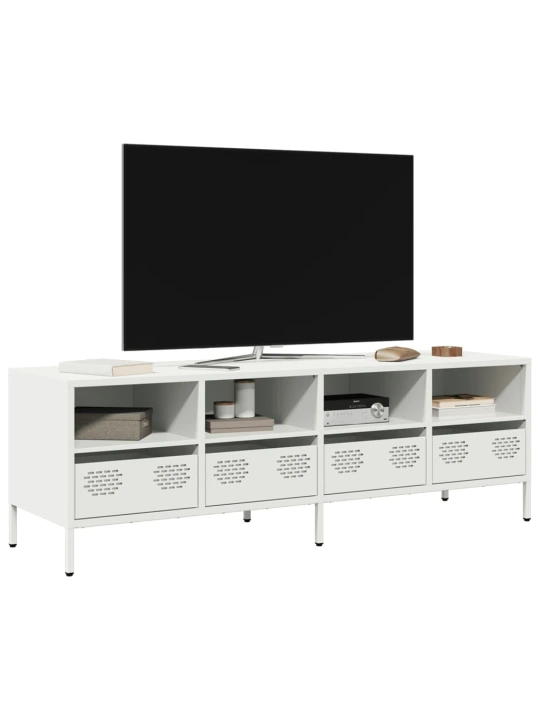 TV skříňka bílá 135 x 39 x 43,5 cm ocel válcovaná za studena