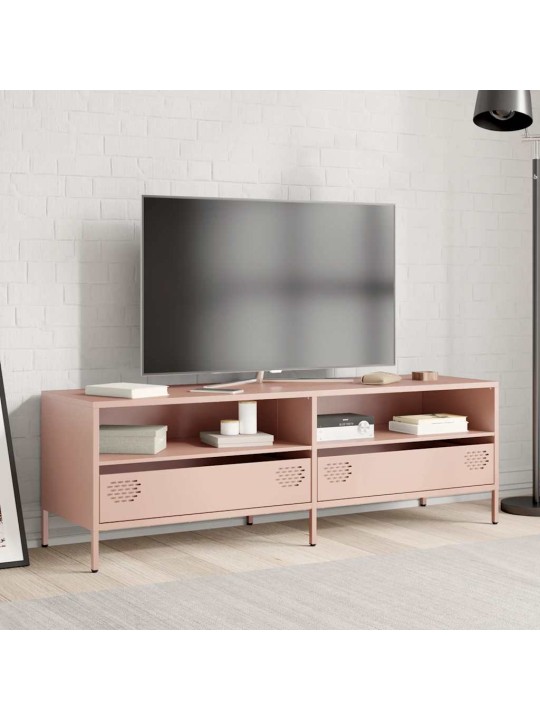 TV skříňka růžová 135 x 39 x 43,5 cm ocel válcovaná za studena