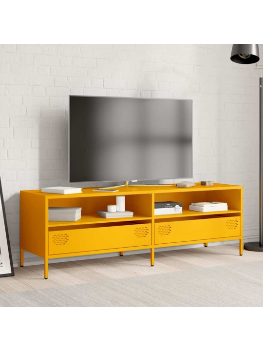 TV skříňka hořčicově žlutá 135 x 39 x 43,5 cm ocel
