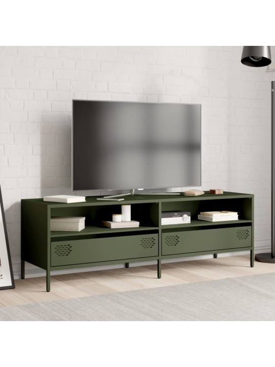 TV skříňka olivově zelená 135 x 39 x 43,5 cm ocel
