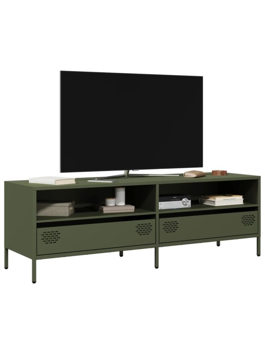 TV skříňka olivově zelená 135 x 39 x 43,5 cm ocel