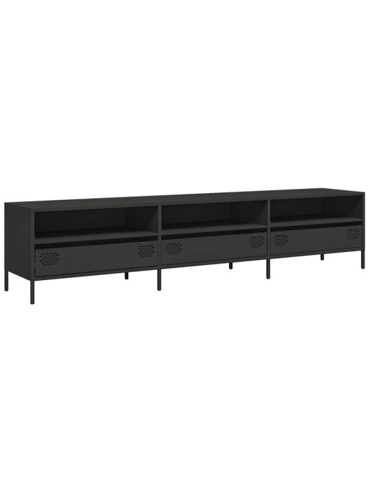 TV skříňka černá 202x39x43,5 cm ocel válcovaná za studena