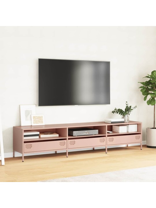 TV skříňka růžová 202 x 39 x 43,5 cm ocel válcovaná za studena
