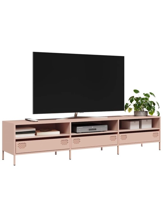 TV skříňka růžová 202 x 39 x 43,5 cm ocel válcovaná za studena