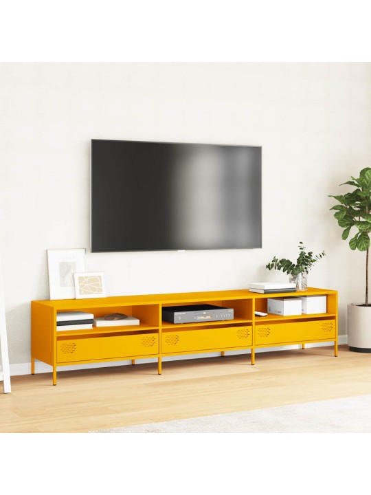 TV skříňka žlutá 202 x 39 x 43,5 cm ocel válcovaná za studena