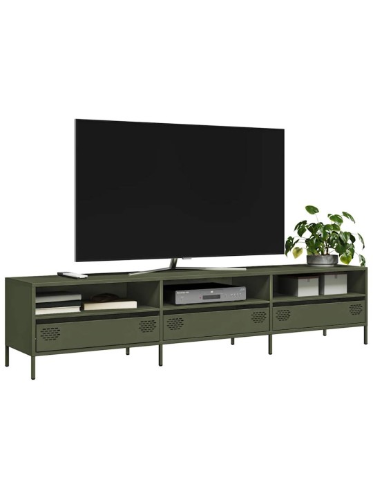 TV skříňka olivová 202 x 39 x 43,5 cm ocel válcovaná za studena