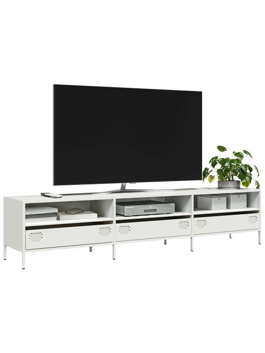 TV skříňka bílá 202 x 39 x 43,5 cm ocel válcovaná za studena