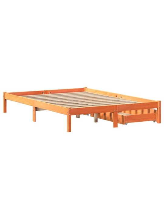 Postel bez matrace voskově hnědá 135 x 190 cm masivní borovice