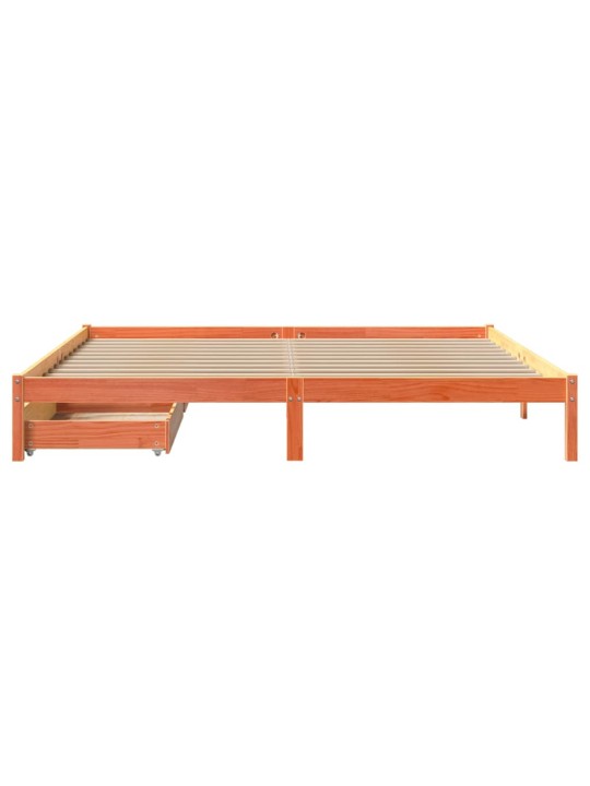 Postel bez matrace voskově hnědá 200 x 200 cm masivní borovice